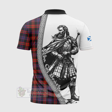 Tartan Vibes Clothing Brown (Broun) Tartan Clan Crest Zipper Polo Shirt with Highlander Warrior Celtic Style