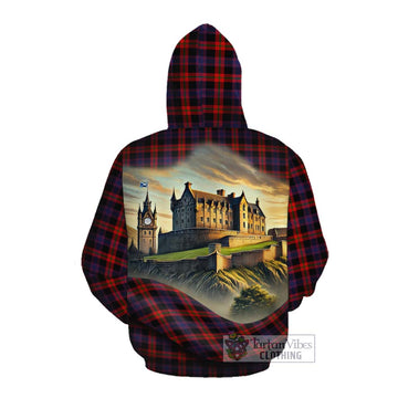 Tartan Vibes Clothing Brown (Broun) Tartan Family Crest Cotton Hoodie with Scottish Ancient Castle Style
