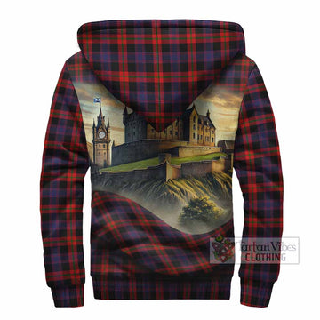 Tartan Vibes Clothing Brown (Broun) Tartan Family Crest Sherpa Hoodie with Scottish Ancient Castle Style