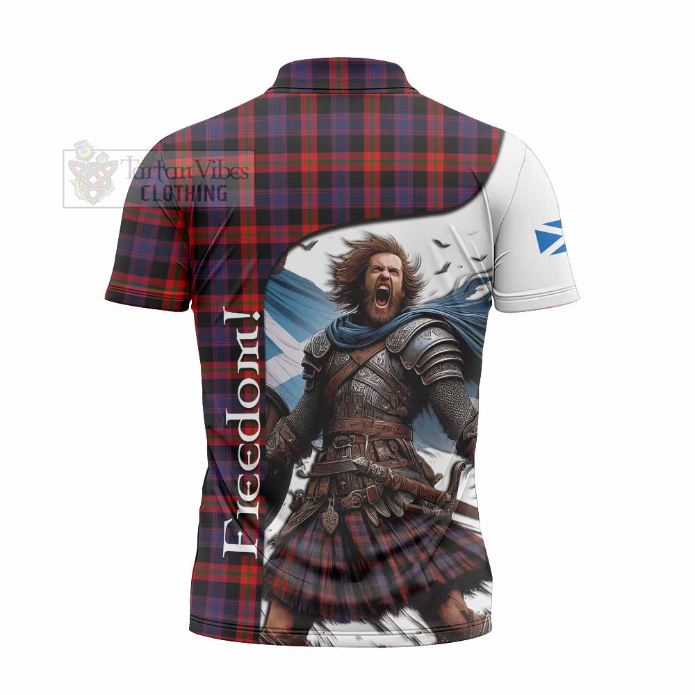 Tartan Vibes Clothing Brown (Broun) Crest Tartan Zipper Polo Shirt Inspired by the Freedom of Scottish Warrior