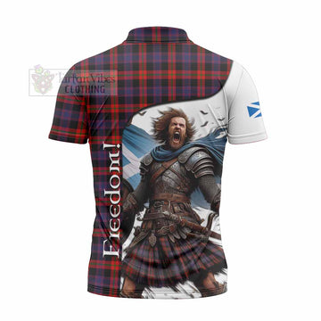 Tartan Vibes Clothing Brown (Broun) Crest Tartan Zipper Polo Shirt Inspired by the Freedom of Scottish Warrior