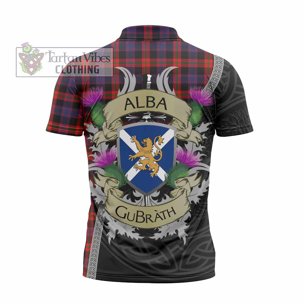 Tartan Vibes Clothing Brown (Broun) Tartan Family Crest Zipper Polo Shirt Lion Rampant Royal Thistle Shield Celtic Inspired