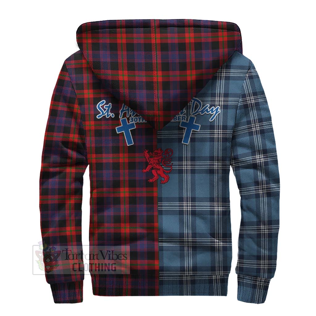 Tartan Vibes Clothing Brown (Broun) Tartan Sherpa Hoodie Happy St. Andrew's Day Half Tartan Style