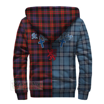 Tartan Vibes Clothing Brown (Broun) Tartan Sherpa Hoodie Happy St. Andrew's Day Half Tartan Style