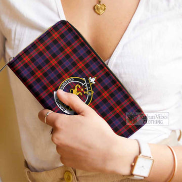 Tartan Vibes Clothing Brown (Broun) Tartan Women's Leather Wallet with Family Crest