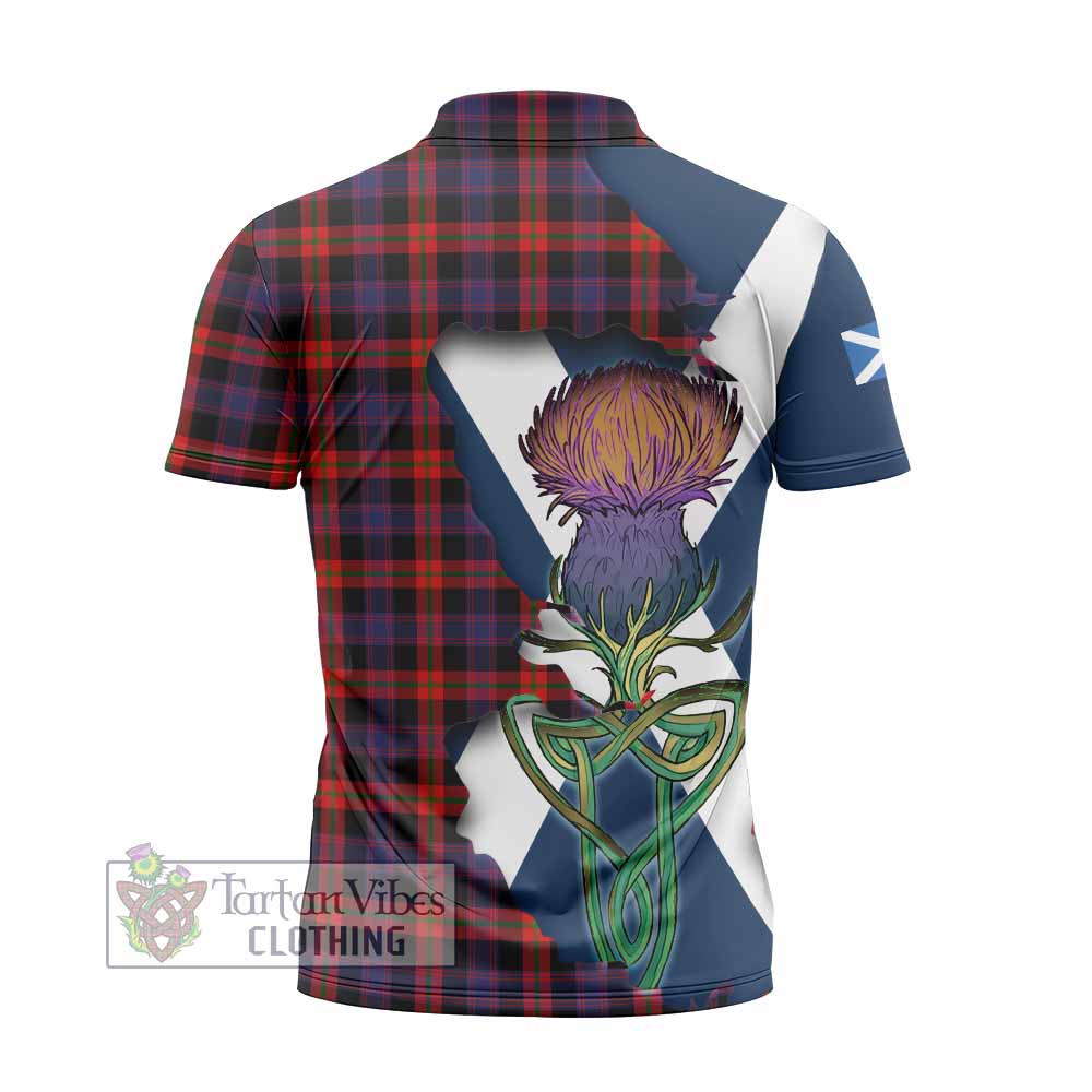 Tartan Vibes Clothing Brown (Broun) Tartan Family Crest Zipper Polo Shirt Scottish Thistle Celtic Inspired
