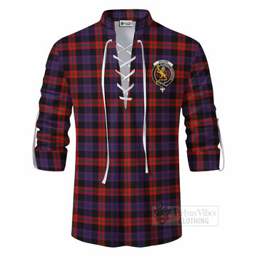 Tartan Vibes Clothing Brown (Broun) Tartan Ghillie Kilt Shirt with Family Crest DNA In Me Style
