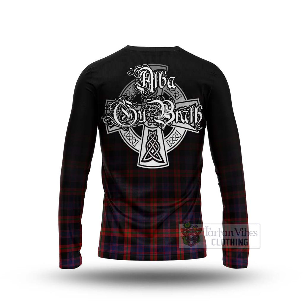 Tartan Vibes Clothing Brown (Broun) Tartan Long Sleeve T-Shirt Featuring Alba Gu Brath Family Crest Celtic Inspired