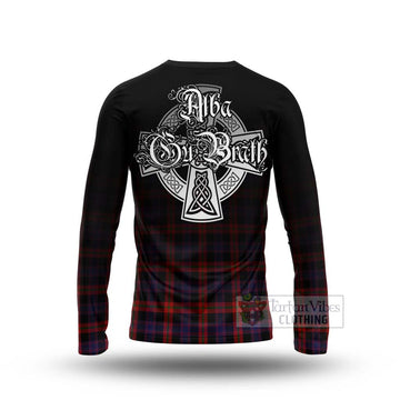 Tartan Vibes Clothing Brown (Broun) Tartan Long Sleeve T-Shirt Featuring Alba Gu Brath Family Crest Celtic Inspired