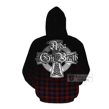 Tartan Vibes Clothing Brown (Broun) Tartan Cotton Hoodie Featuring Alba Gu Brath Family Crest Celtic Inspired
