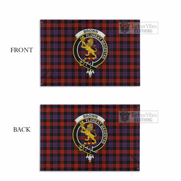 Brown (Broun) Tartan House Flag with Family Crest