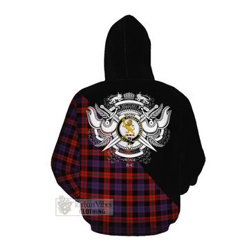 Tartan Vibes Clothing Brown (Broun) Tartan Cotton Hoodie with Family Crest and Military Logo Style