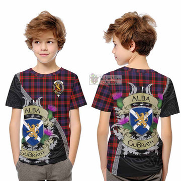 Tartan Vibes Clothing Brown (Broun) Tartan Family Crest Kid T-Shirt Lion Rampant Royal Thistle Shield Celtic Inspired