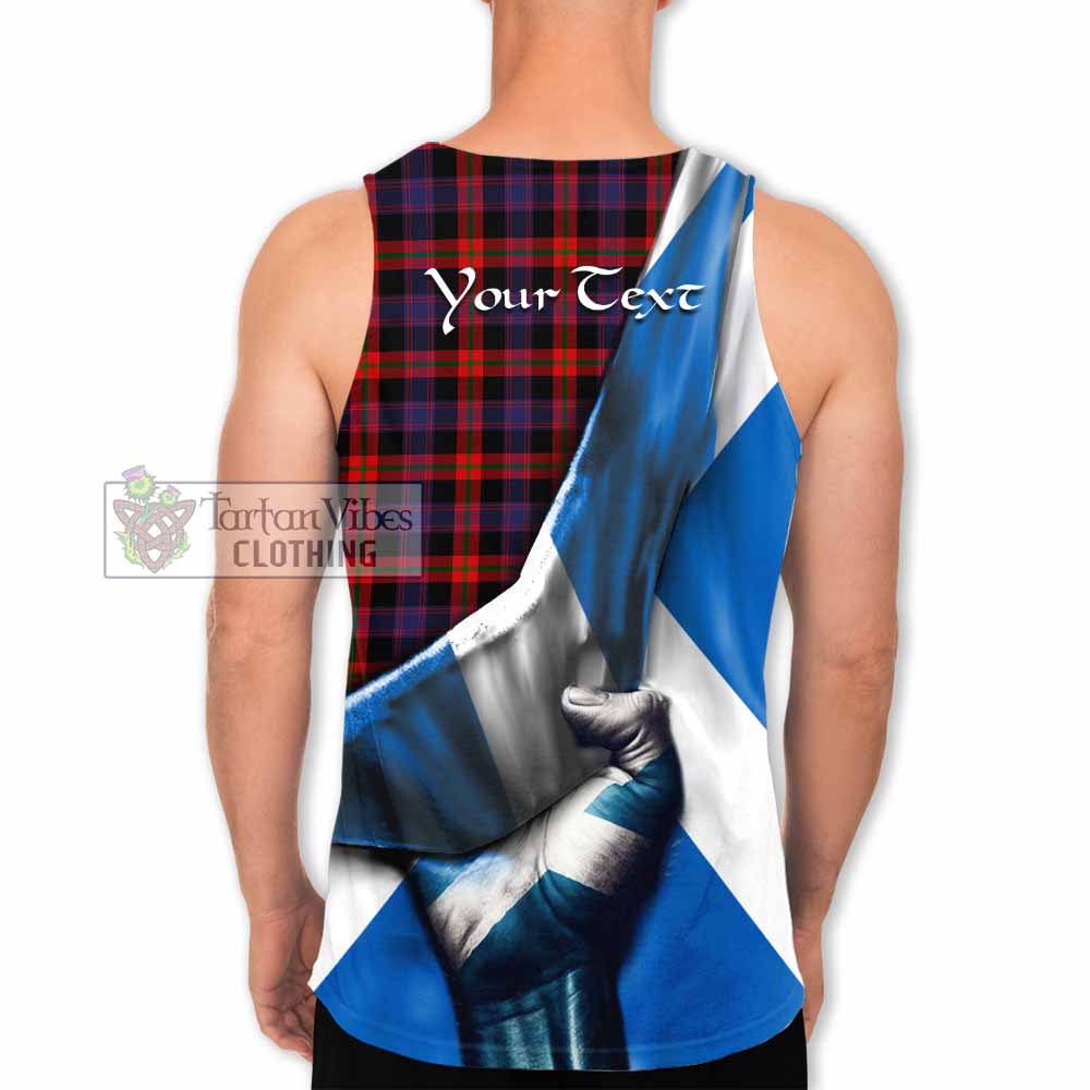 Tartan Vibes Clothing Brown (Broun) Tartan Men's Tank Top with Family Crest Scotland Patriotic Style