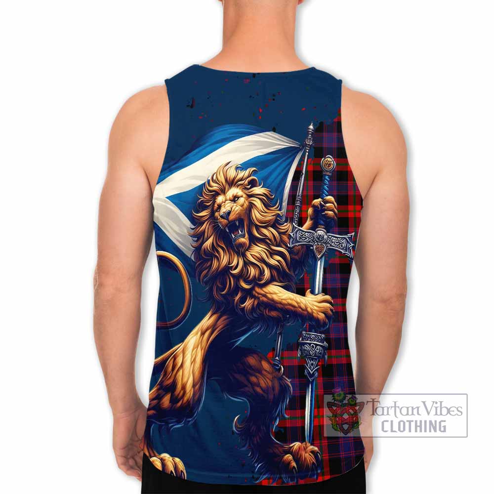 Tartan Vibes Clothing Brown (Broun) Tartan Family Crest Men's Tank Top with Scottish Majestic Lion
