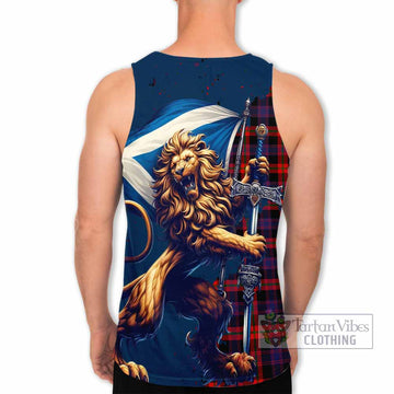 Tartan Vibes Clothing Brown (Broun) Tartan Family Crest Men's Tank Top with Scottish Majestic Lion