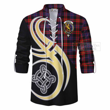 Tartan Vibes Clothing Brown (Broun) Tartan Ghillie Kilt Shirt with Family Crest and Celtic Symbol Style