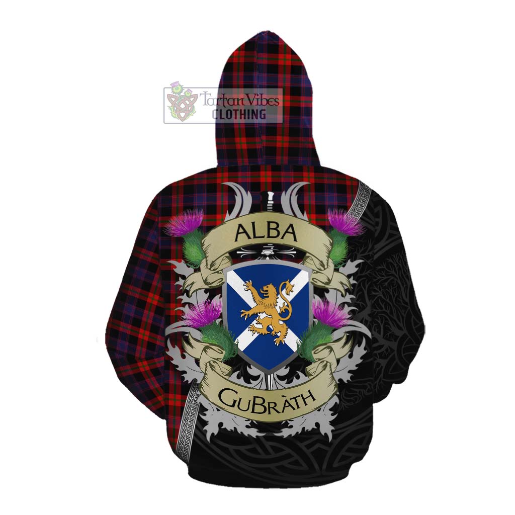 Tartan Vibes Clothing Brown (Broun) Tartan Family Crest Cotton Hoodie Lion Rampant Royal Thistle Shield Celtic Inspired