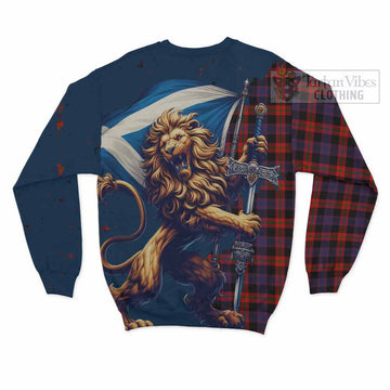 Tartan Vibes Clothing Brown (Broun) Tartan Family Crest Sweatshirt with Scottish Majestic Lion