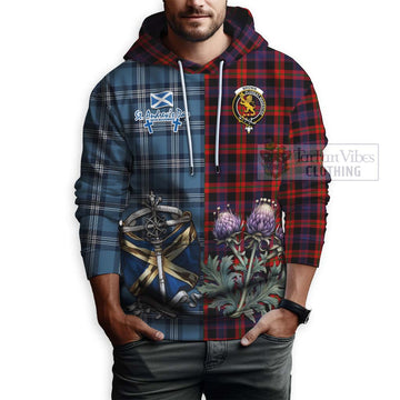 Tartan Vibes Clothing Brown (Broun) Tartan Hoodie Happy St. Andrew's Day Half Tartan Style