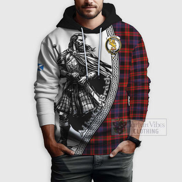Tartan Vibes Clothing Brown (Broun) Tartan Clan Crest Hoodie with Highlander Warrior Celtic Style