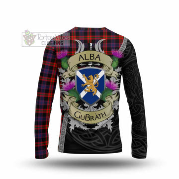 Tartan Vibes Clothing Brown (Broun) Tartan Family Crest Long Sleeve T-Shirt Lion Rampant Royal Thistle Shield Celtic Inspired