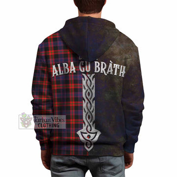 Tartan Vibes Clothing Brown (Broun) Tartan Family Crest Hoodie Alba Gu Brath Be Brave Lion Ancient Style