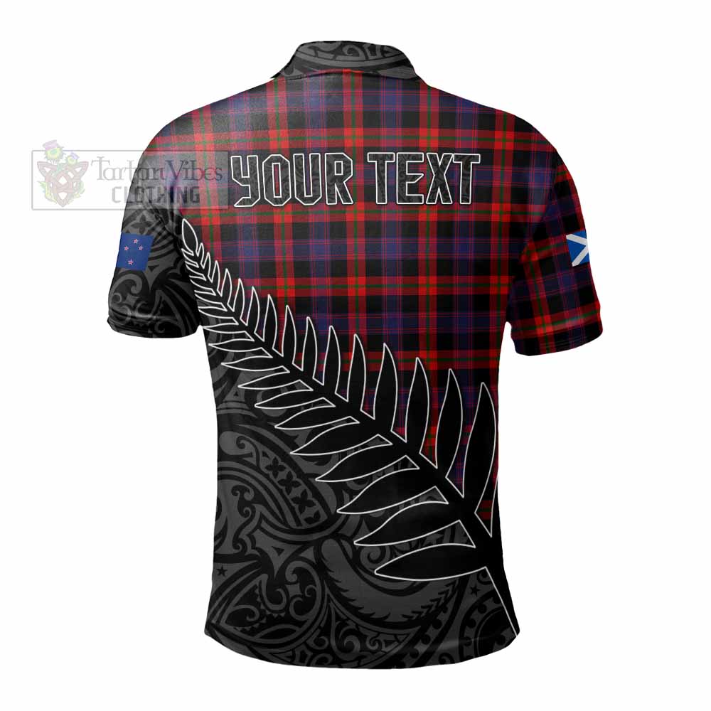 Brown (Broun) Crest Tartan Polo Shirt with New Zealand Silver Fern Half Style