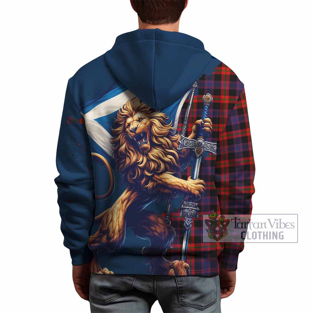Brown (Broun) Tartan Family Crest Hoodie with Scottish Majestic Lion