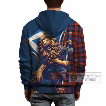 Brown (Broun) Tartan Family Crest Hoodie with Scottish Majestic Lion