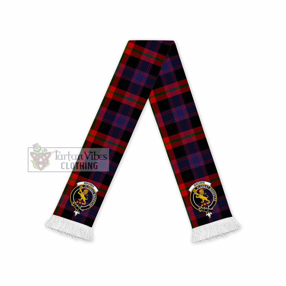 Tartan Vibes Clothing Brown (Broun) Tartan Ruffneck Scarf with Family Crest