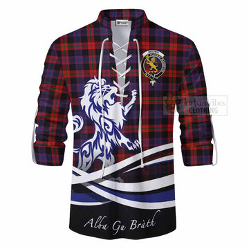 Tartan Vibes Clothing Brown (Broun) Tartan Ghillie Kilt Shirt with Alba Gu Brath Regal Lion Emblem