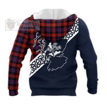 Tartan Vibes Clothing Brown (Broun) Tartan Knitted Hoodie Featuring Thistle and Scotland Map