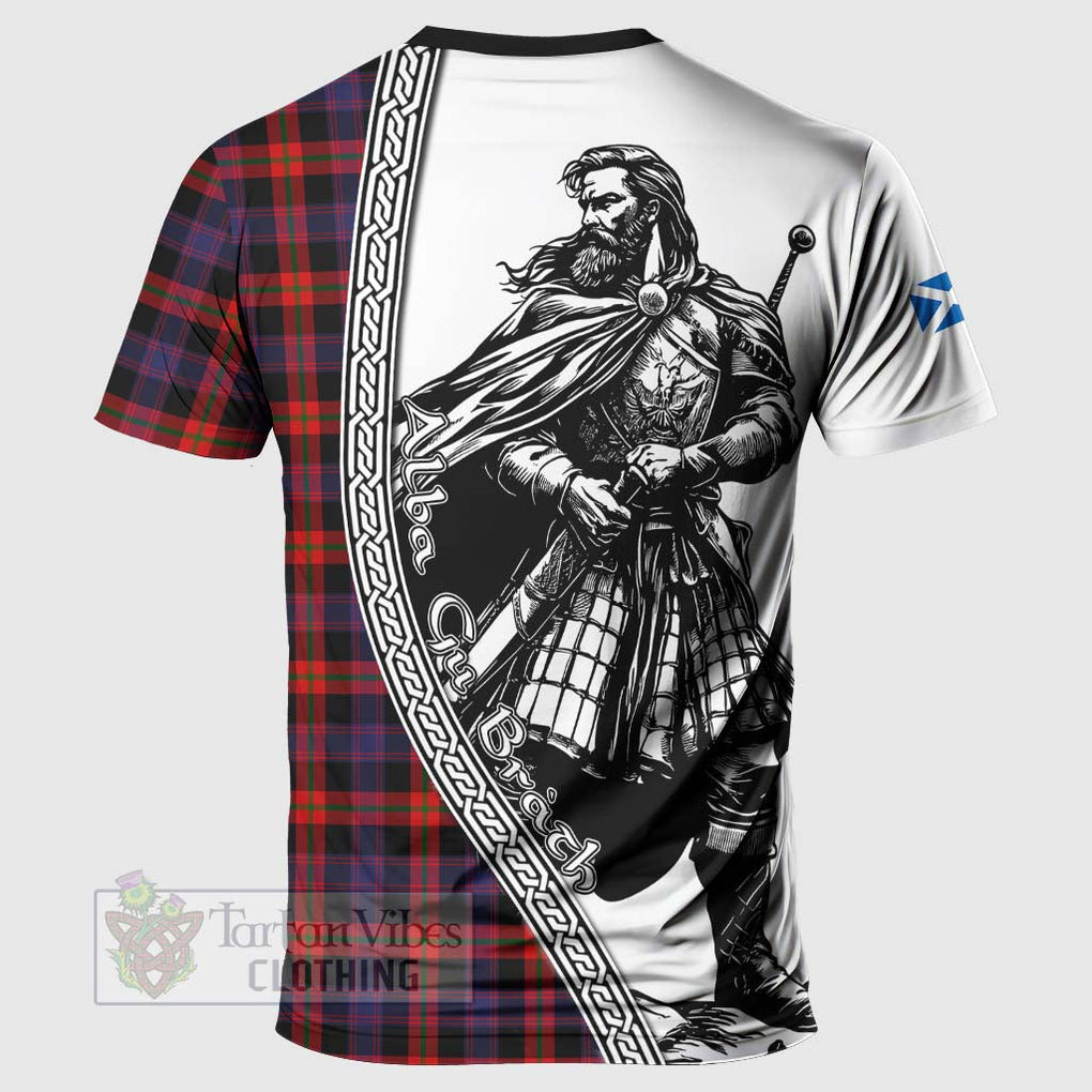 Tartan Vibes Clothing Brown (Broun) Tartan Clan Crest T-Shirt with Highlander Warrior Celtic Style