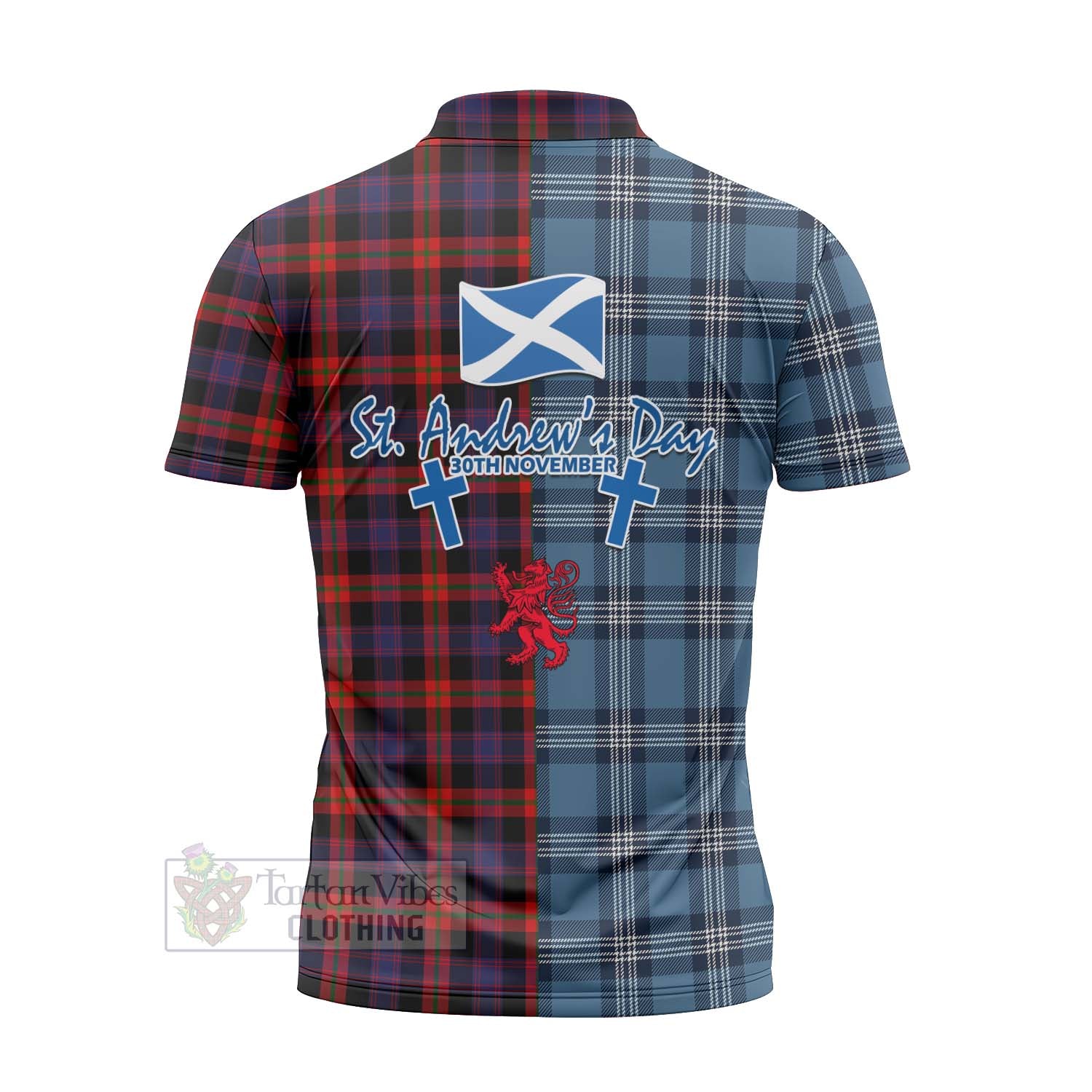 Tartan Vibes Clothing Brown (Broun) Tartan Zipper Polo Shirt Happy St. Andrew's Day Half Tartan Style