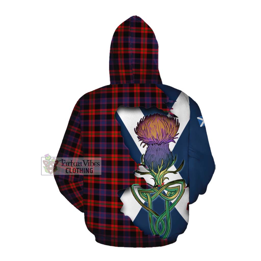 Tartan Vibes Clothing Brown (Broun) Tartan Family Crest Cotton Hoodie Scottish Thistle Celtic Inspired