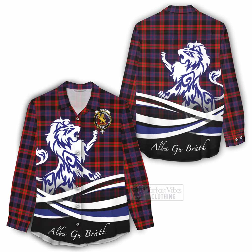 Tartan Vibes Clothing Brown (Broun) Tartan Women's Casual Shirt with Alba Gu Brath Regal Lion Emblem