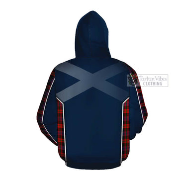 Tartan Vibes Clothing Brown (Broun) Tartan Cotton Hoodie with Family Crest and Scottish Thistle Vibes Sport Style
