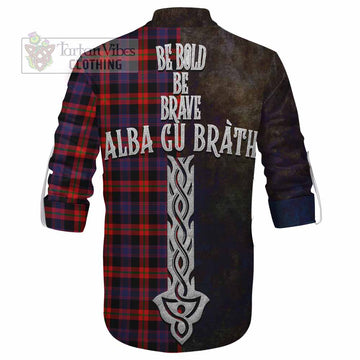 Tartan Vibes Clothing Brown (Broun) Tartan Family Crest Ghillie Kilt Shirt Alba Gu Brath Be Brave Lion Ancient Style