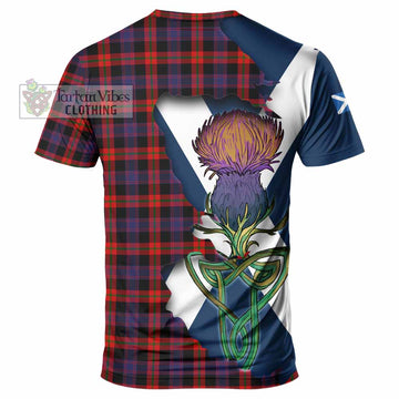 Tartan Vibes Clothing Brown (Broun) Tartan Family Crest T-Shirt Scottish Thistle Celtic Inspired