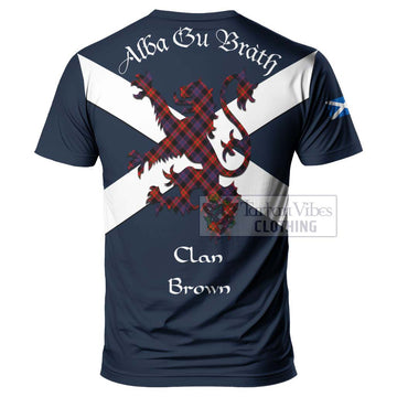 Tartan Vibes Clothing Brown (Broun) Tartan Lion Rampant T-Shirt – Proudly Display Your Heritage with Alba Gu Brath and Clan Name