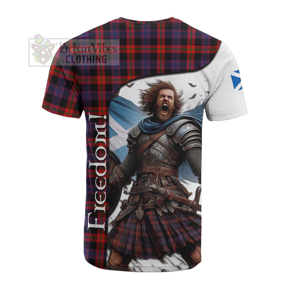 Tartan Vibes Clothing Brown (Broun) Crest Tartan Cotton T-shirt Inspired by the Freedom of Scottish Warrior