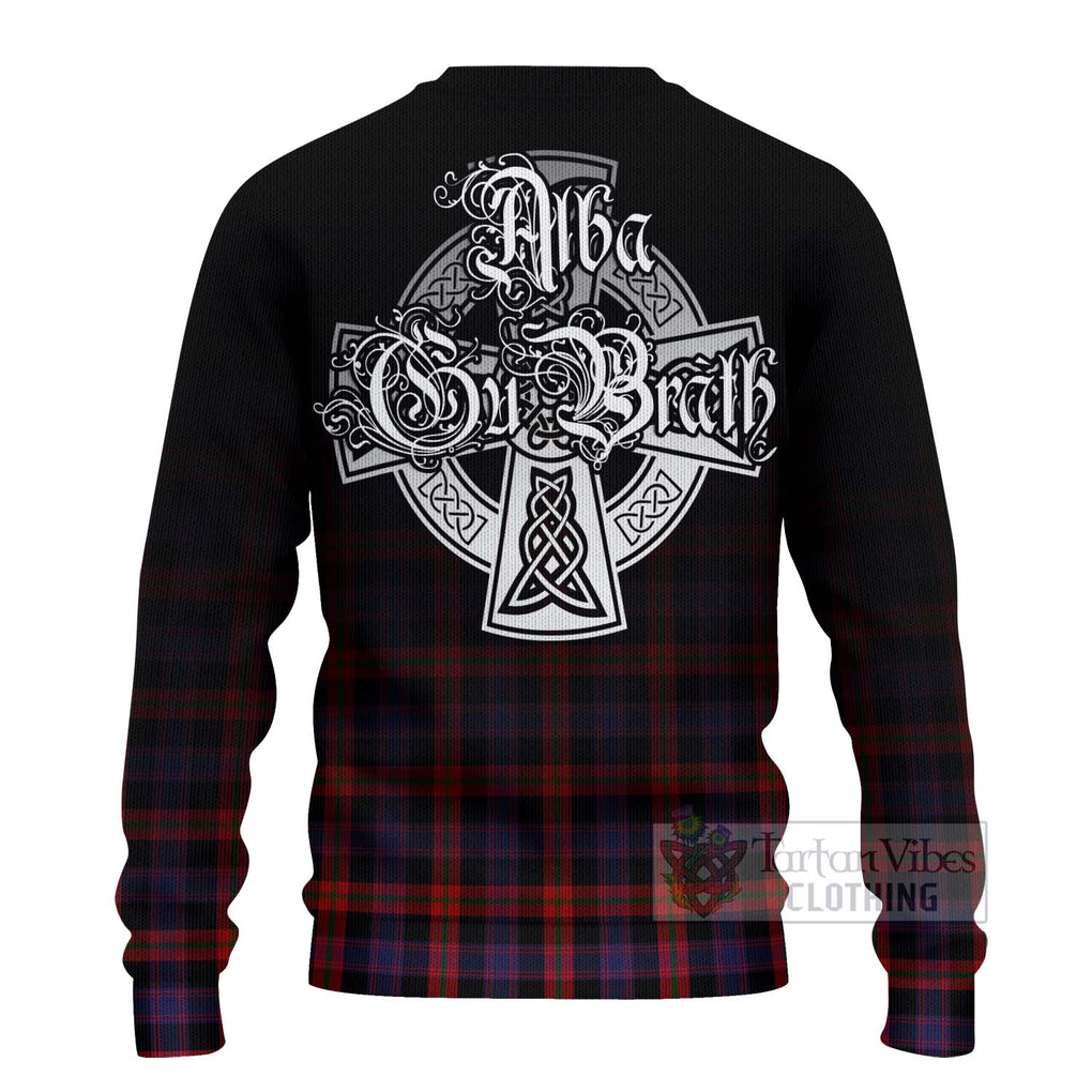 Tartan Vibes Clothing Brown (Broun) Tartan Knitted Sweater Featuring Alba Gu Brath Family Crest Celtic Inspired