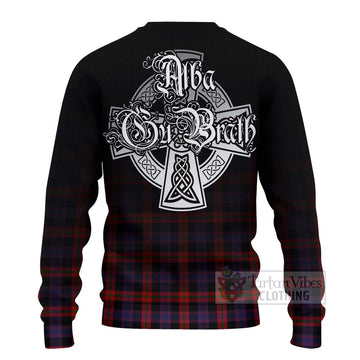 Tartan Vibes Clothing Brown (Broun) Tartan Knitted Sweater Featuring Alba Gu Brath Family Crest Celtic Inspired