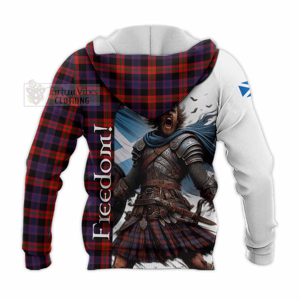 Tartan Vibes Clothing Brown (Broun) Crest Tartan Knitted Hoodie Inspired by the Freedom of Scottish Warrior