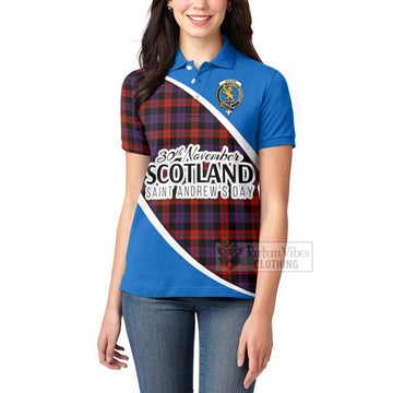 Tartan Vibes Clothing Brown (Broun) Family Crest Tartan Women's Polo Shirt Celebrate Saint Andrew's Day in Style