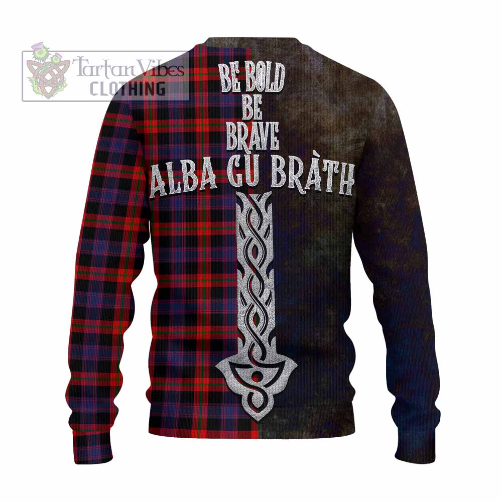 Tartan Vibes Clothing Brown (Broun) Tartan Family Crest Knitted Sweater Alba Gu Brath Be Brave Lion Ancient Style