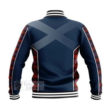 Tartan Vibes Clothing Brown (Broun) Tartan Baseball Jacket with Family Crest and Scottish Thistle Vibes Sport Style