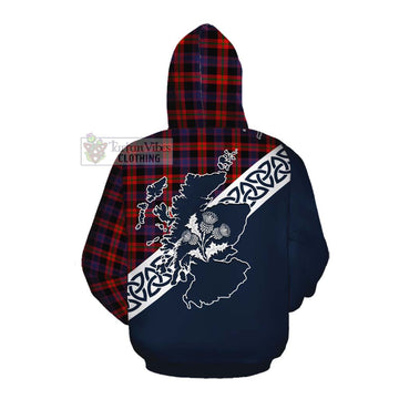 Tartan Vibes Clothing Brown (Broun) Tartan Cotton Hoodie Featuring Thistle and Scotland Map