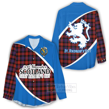 Tartan Vibes Clothing Brown (Broun) Family Crest Tartan Women's Casual Shirt Celebrate Saint Andrew's Day in Style